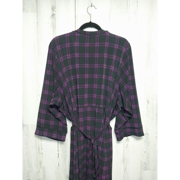 Torrid Purple Plaid Studio Faux Wrap Dress Plus Size 5X Knit Stretch - Picture 9 of 11
